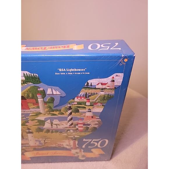 Hometown Shaped Series "USA LIGHTHOUSES" 24X36 750 Pieces RARE NEW SEALED Puzzle - Picture 2 of 7